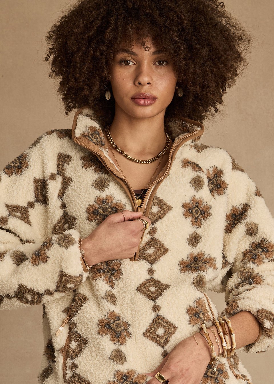 The Upside - Abstract Harlowe Fleece Pullover - Kalifornia Jean Bar