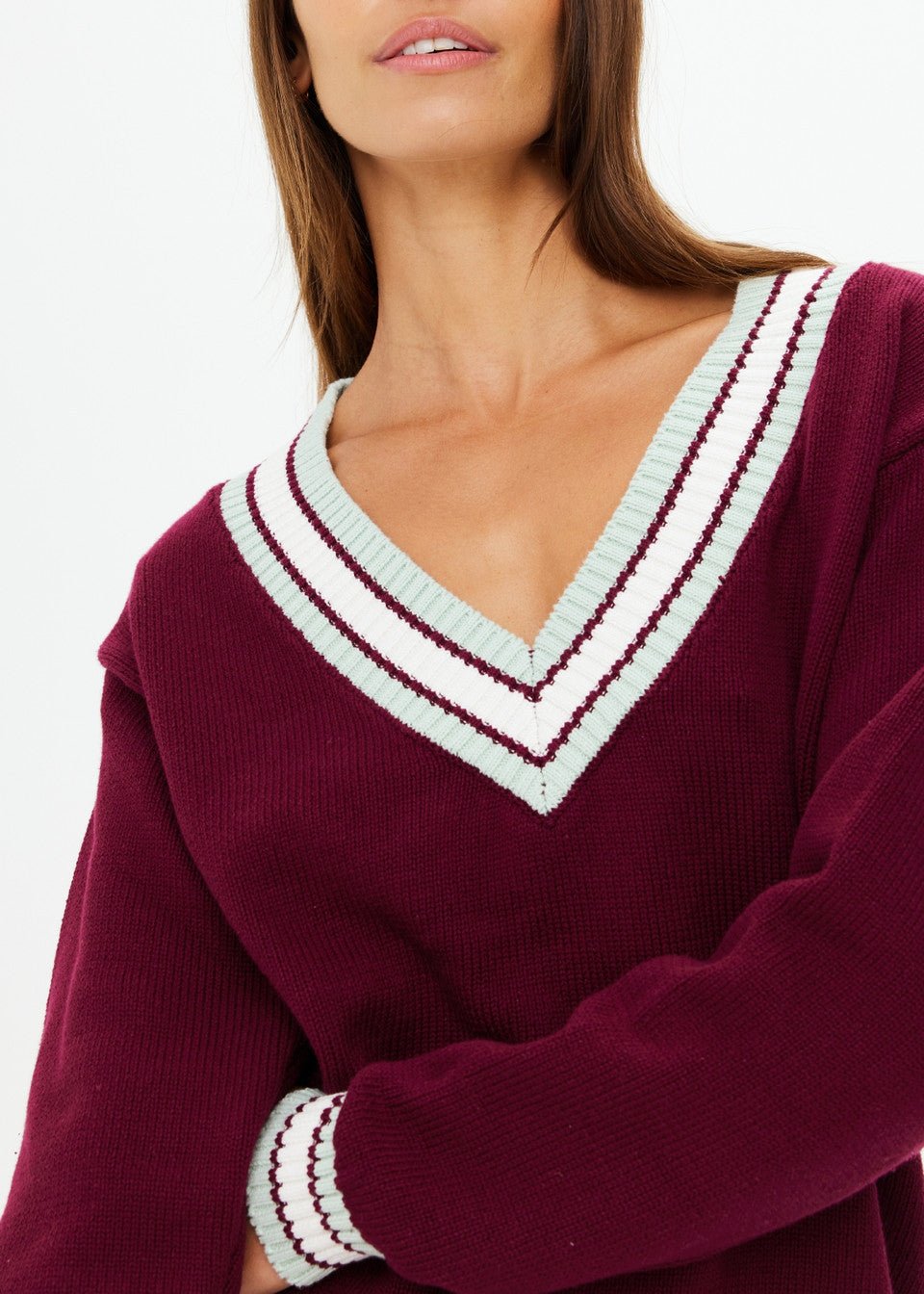The Upside - Merlot Josette V - Neck Sweater - Kalifornia Jean Bar