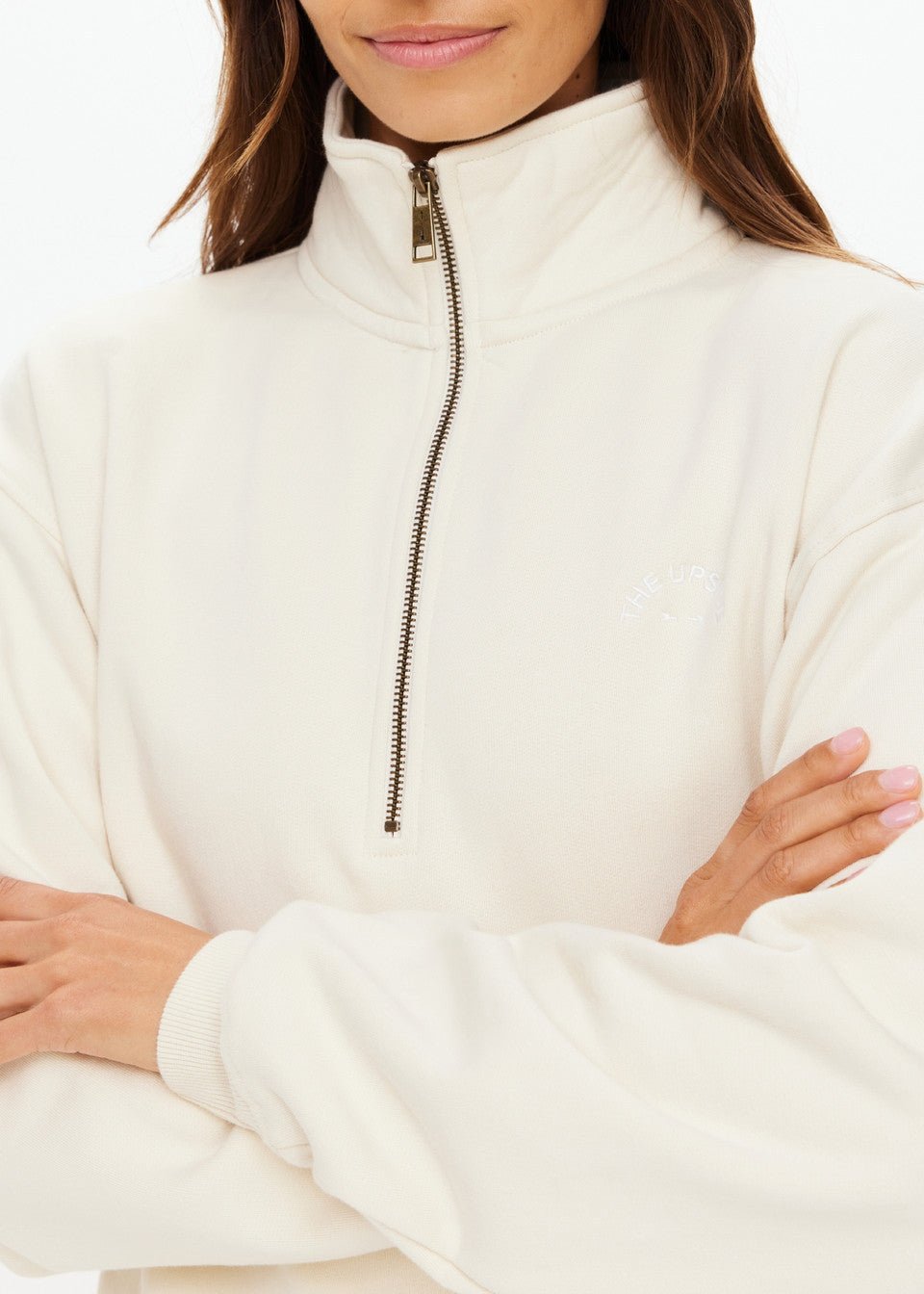 The Upside - White Hamilton Wren Half - Zip Sweater - Kalifornia Jean Bar