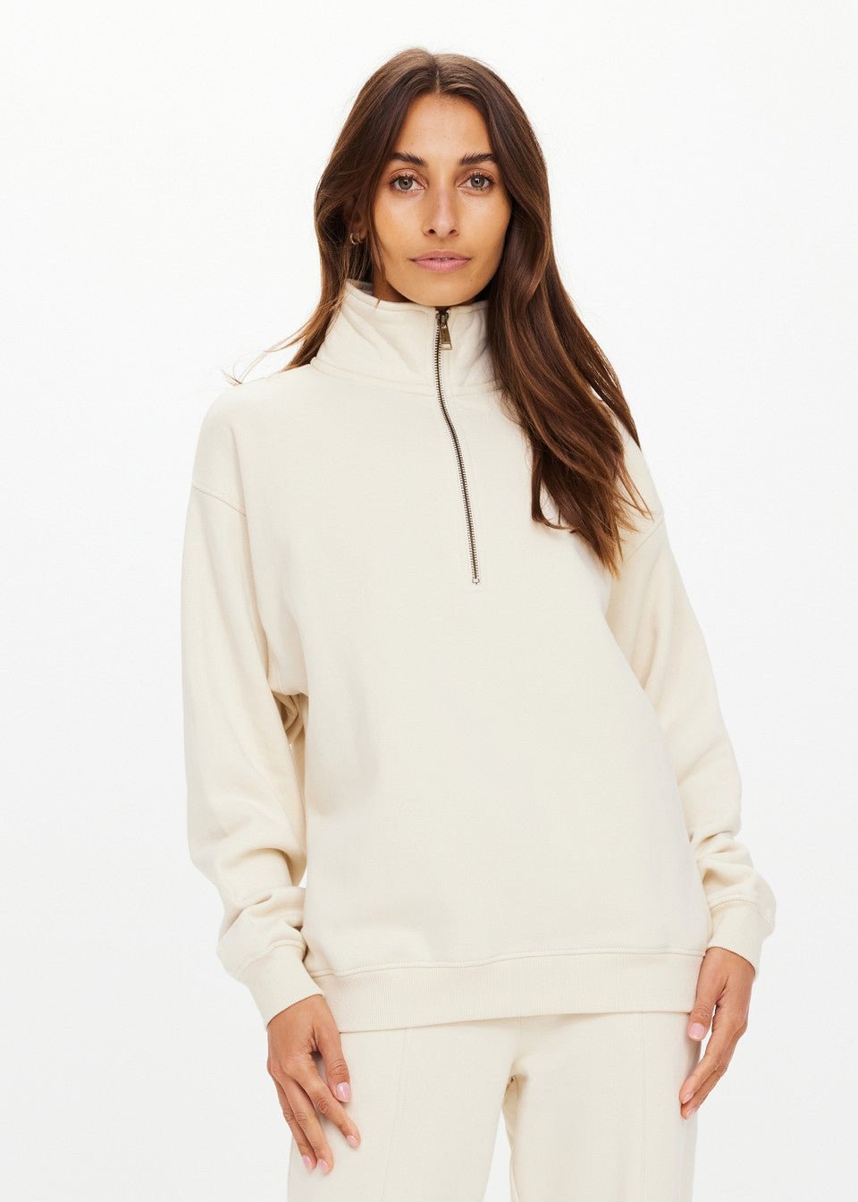 The Upside - White Hamilton Wren Half - Zip Sweater - Kalifornia Jean Bar