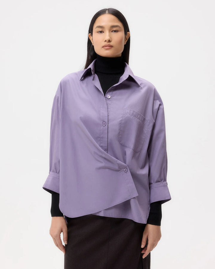 TWP - Black Plum New Earl Shirt in Compact Poplin - Kalifornia Jean Bar