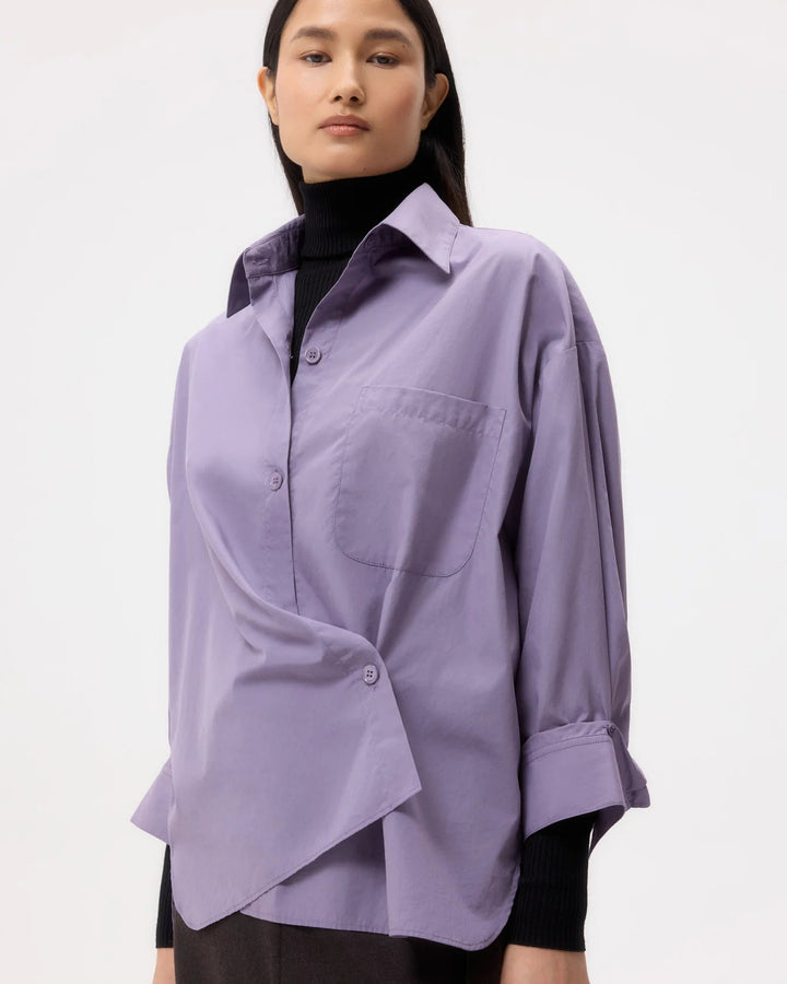 TWP - Black Plum New Earl Shirt in Compact Poplin - Kalifornia Jean Bar
