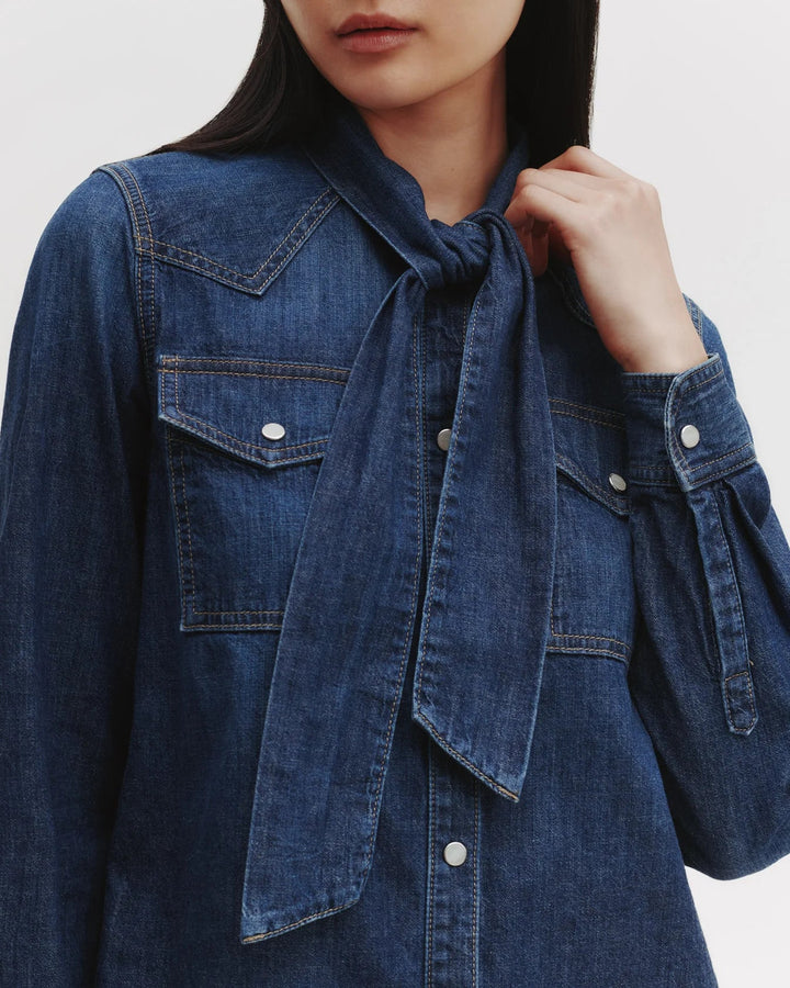 TWP - Rancher's Daughter Shirt w/ Tie in Dark Wash Denim - Kalifornia Jean Bar