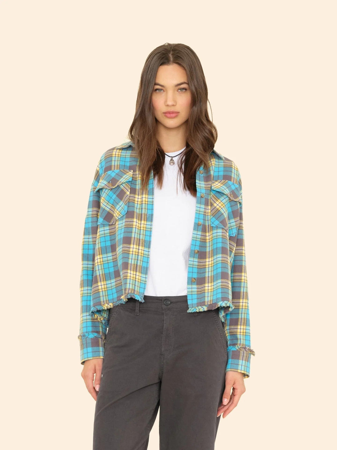 Xirena - Turquoise Yellow Plaid Ian Shirt - Kalifornia Jean Bar