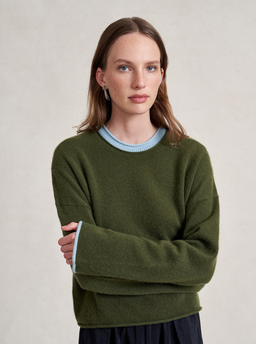 La Ligne - Dominick Sweater in Olive/Sky Blue