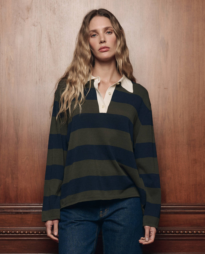 The Great - The Academy Polo Sweater in Army League Stripe