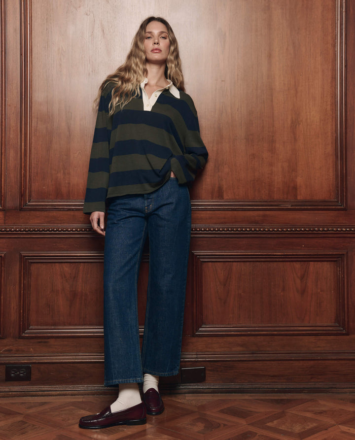 The Great - The Academy Polo Sweater in Army League Stripe