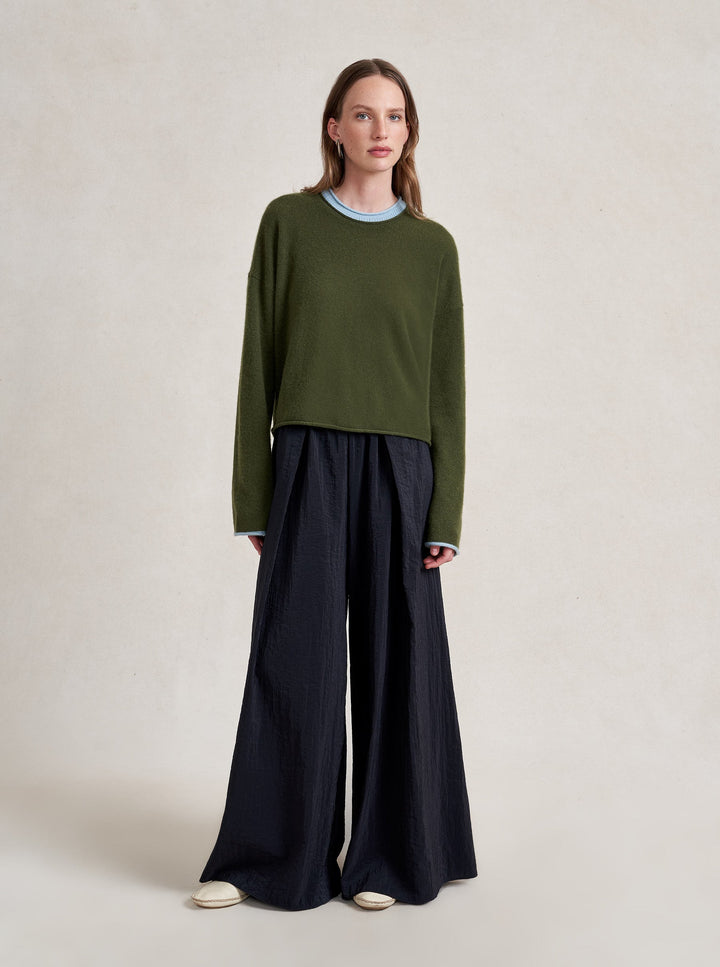 La Ligne - Dominick Sweater in Olive/Sky Blue