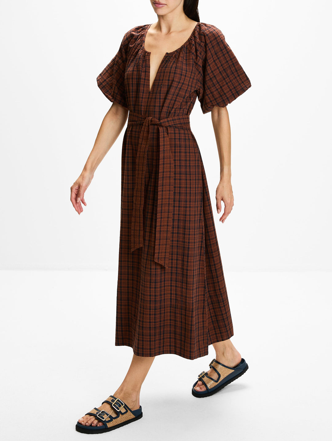 The Great -The Fairground Dress in Woodcrest Plaid