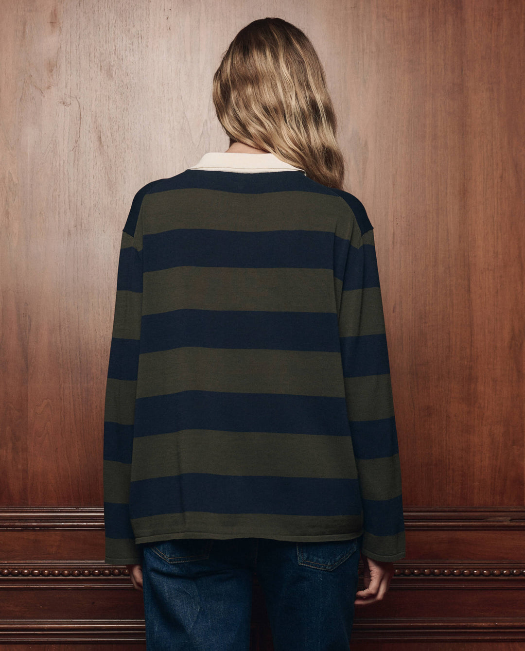 The Great - The Academy Polo Sweater in Army League Stripe