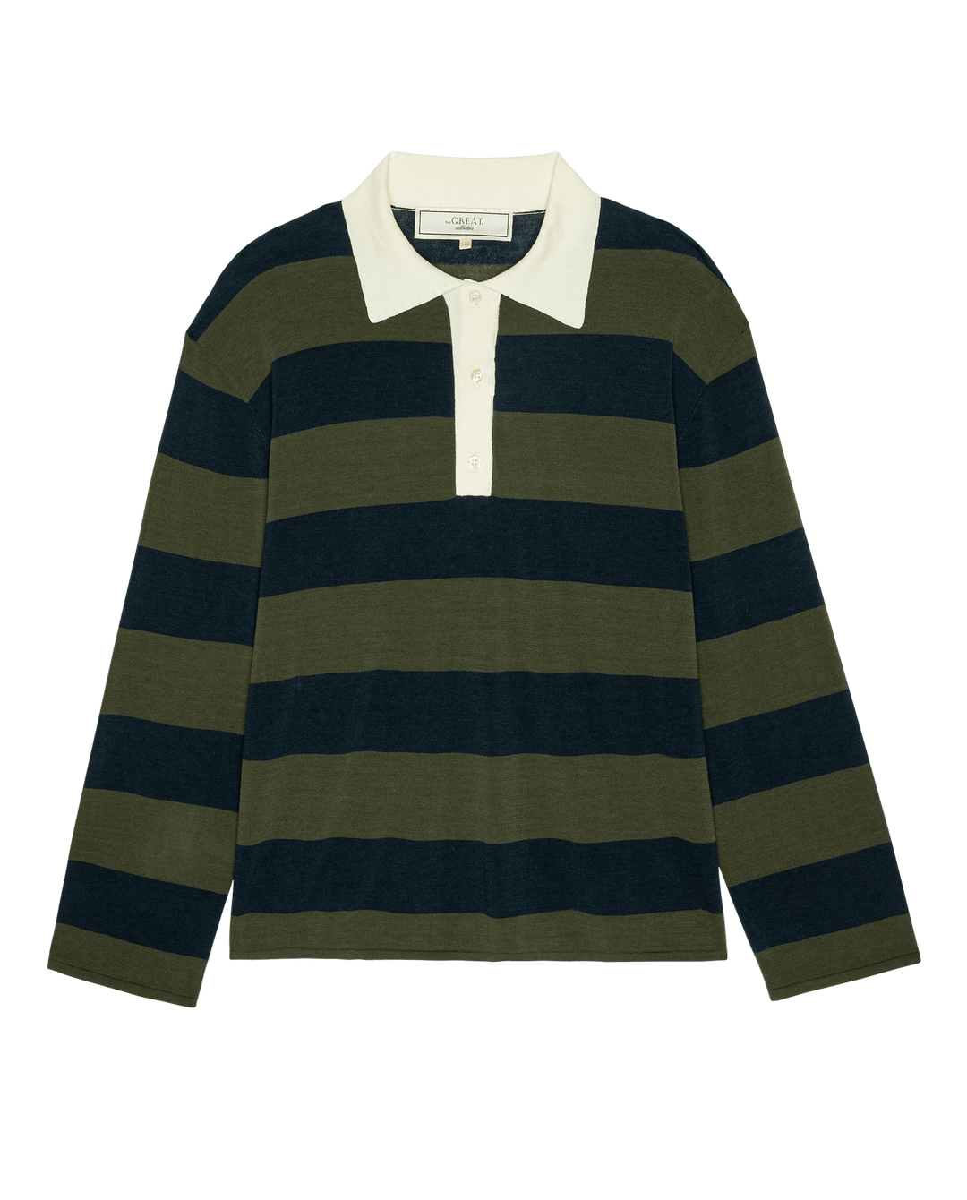 The Great - The Academy Polo Sweater in Army League Stripe