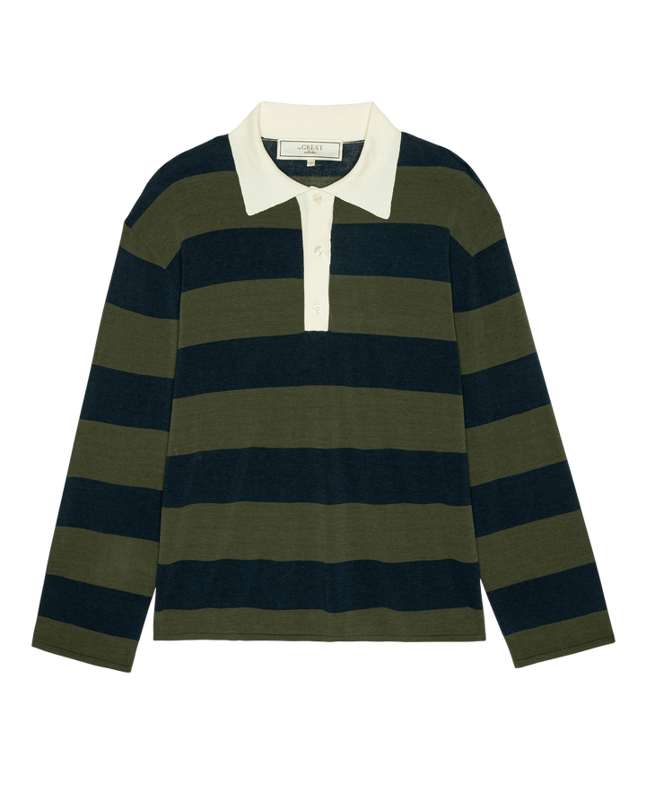The Great - The Academy Polo Sweater in Army League Stripe