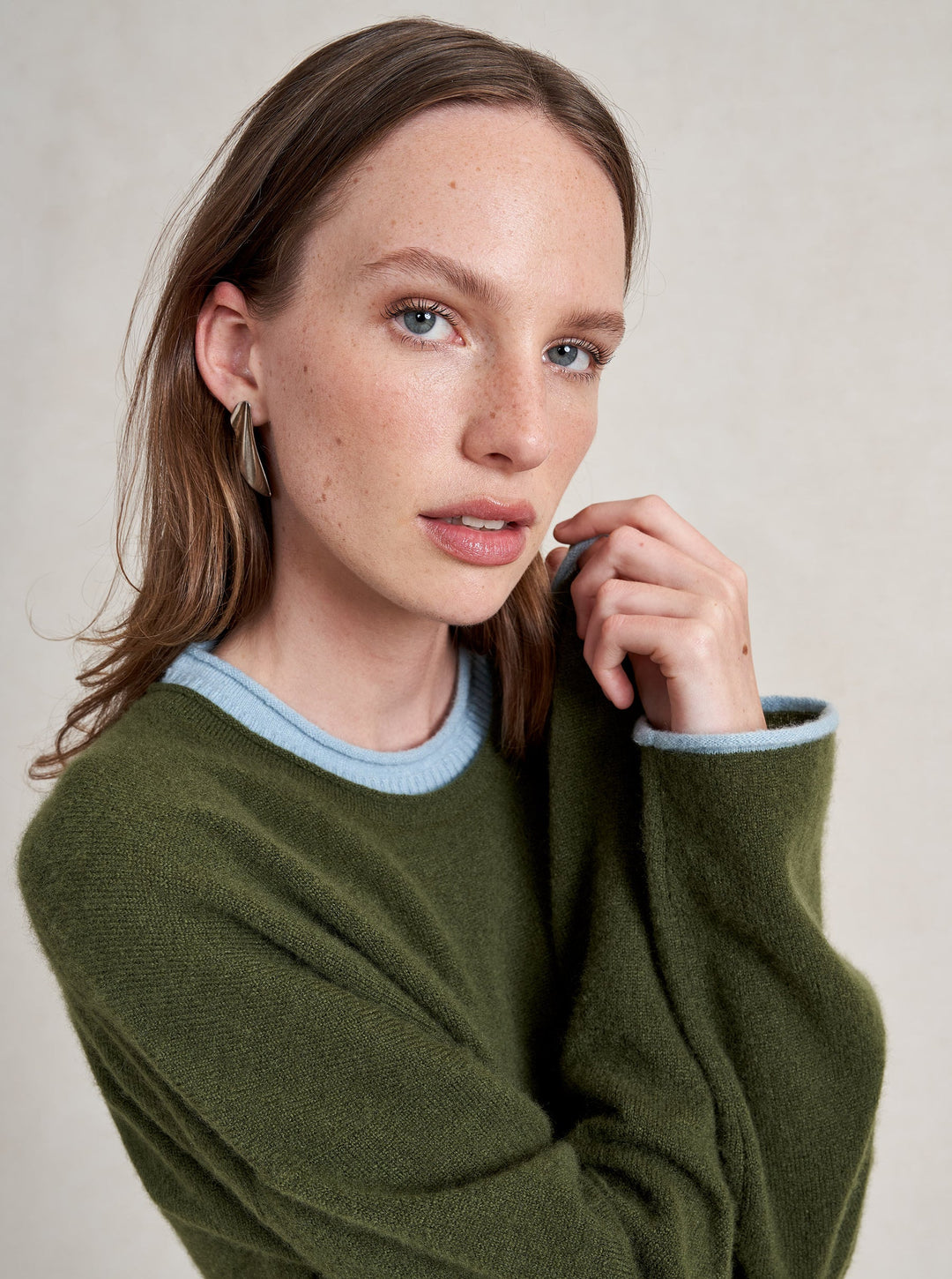 La Ligne - Dominick Sweater in Olive/Sky Blue