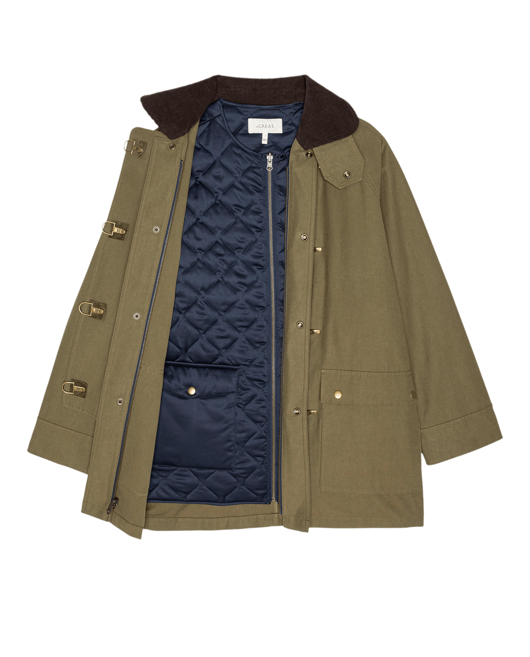The Great - The Firefighter Jacket in Olive with Chocolate