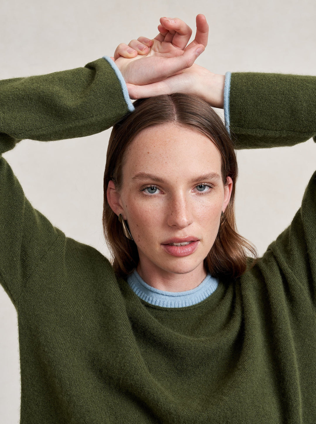 La Ligne - Dominick Sweater in Olive/Sky Blue