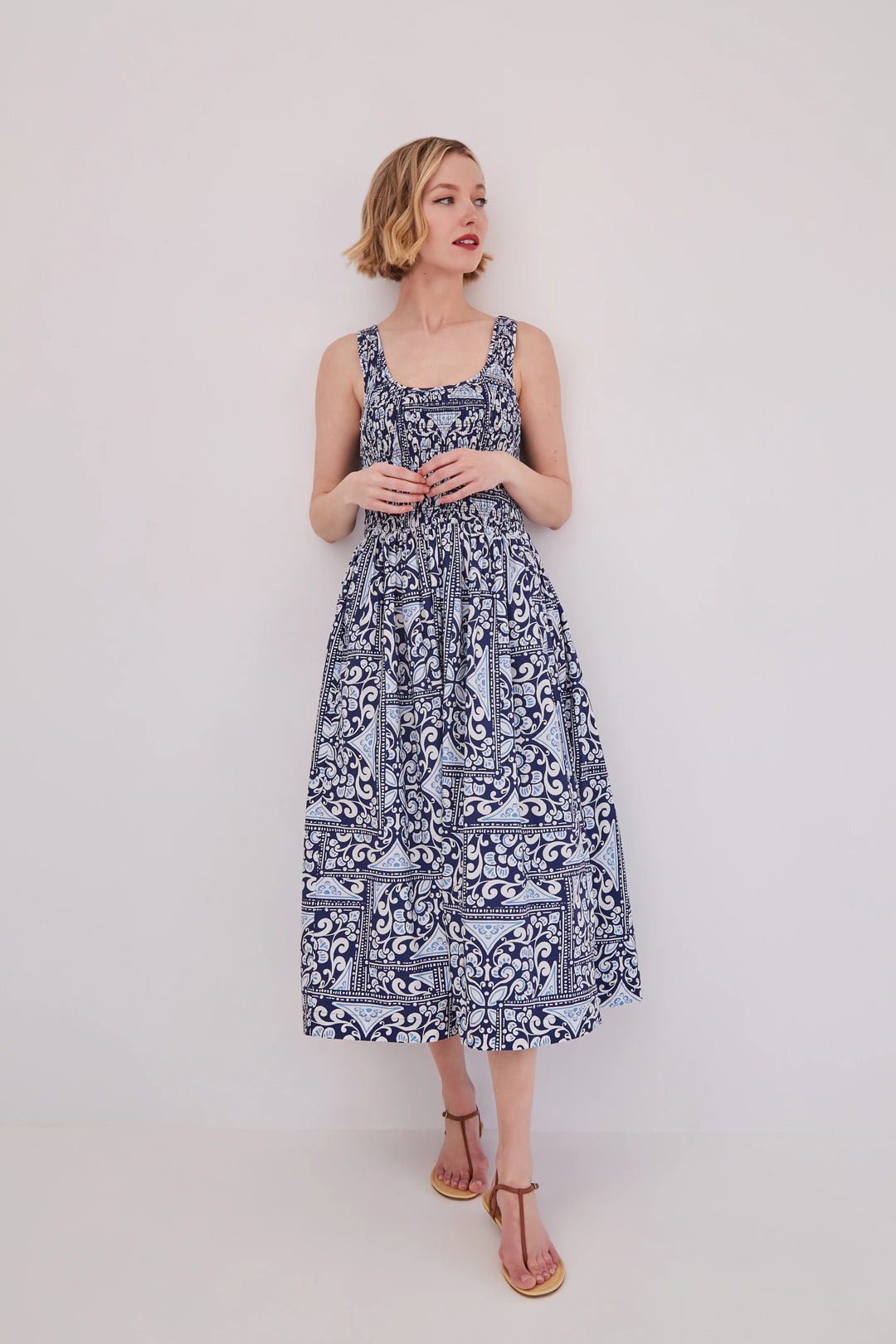 Cara Cara - Bergamo Dress Hart Tile Navy