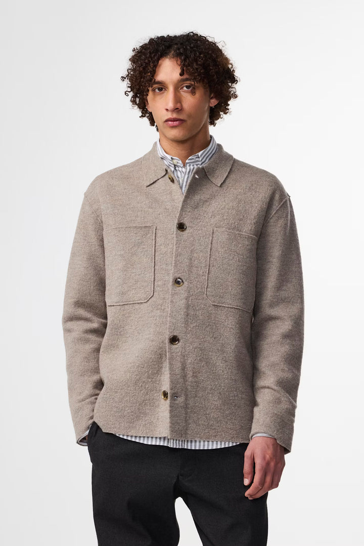 NN. 07 - Jonas Boiled Wool Overshirt in Khaki Beige