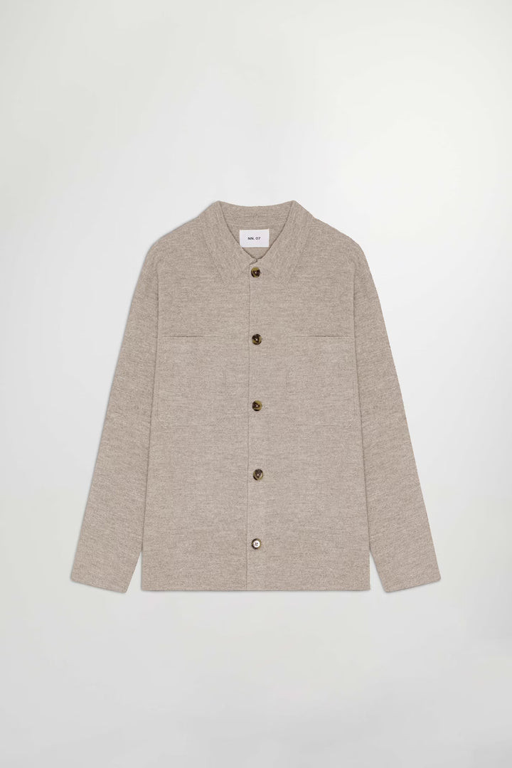 NN. 07 - Jonas Boiled Wool Overshirt in Khaki Beige