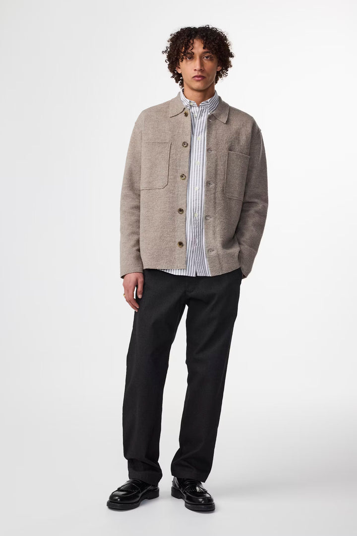 NN. 07 - Jonas Boiled Wool Overshirt in Khaki Beige