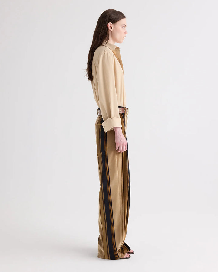 TWP - Isla Pant Sepia Tint/Midnight Baiadere Stripe Cotton Velvet