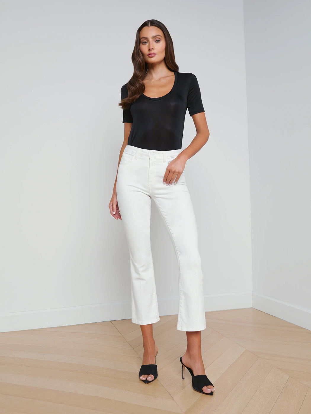 L’Agence - Mira Crop Micro Boot in Blanc