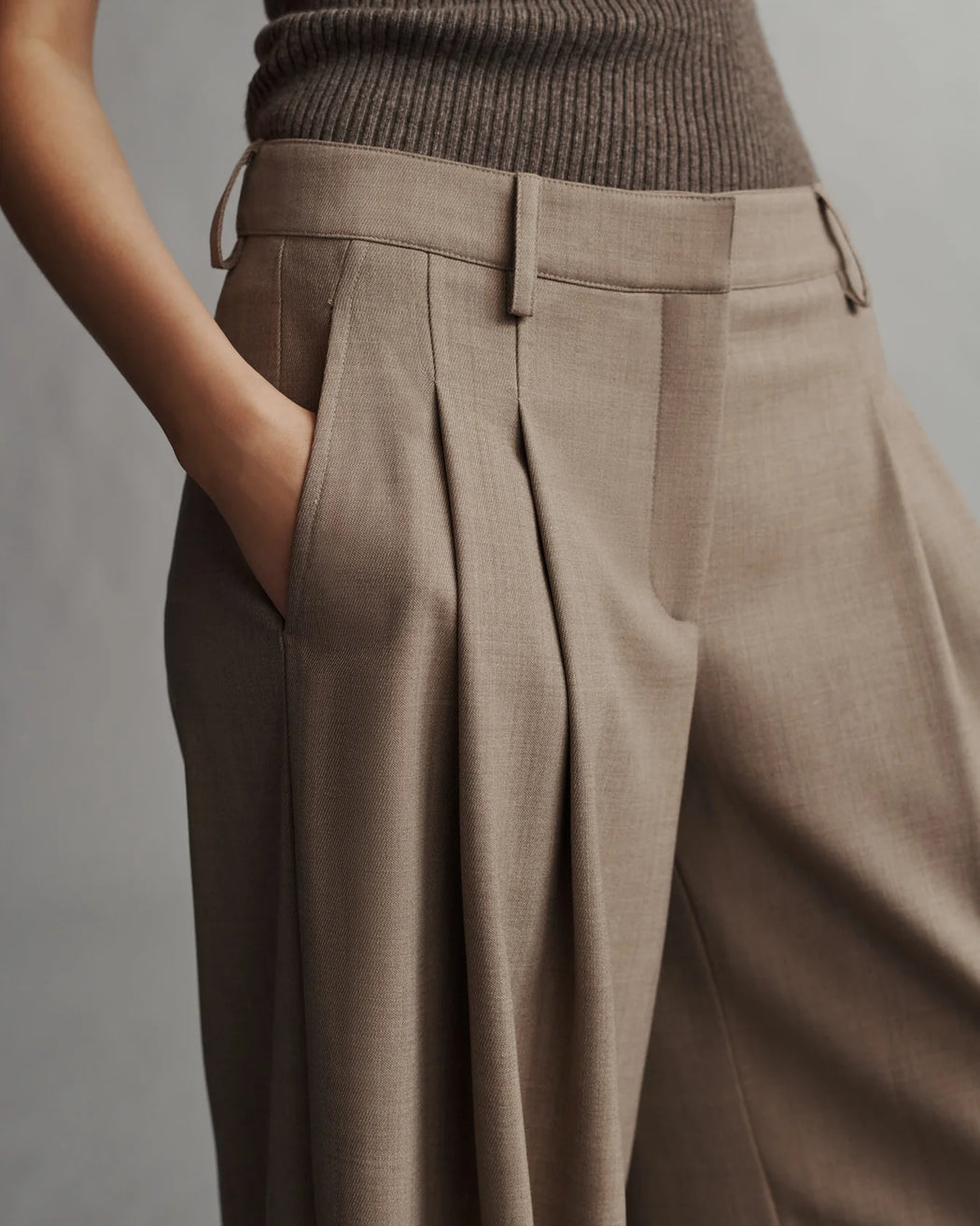 TWP - Sandstone Didi Pant in Light Wool Suiting