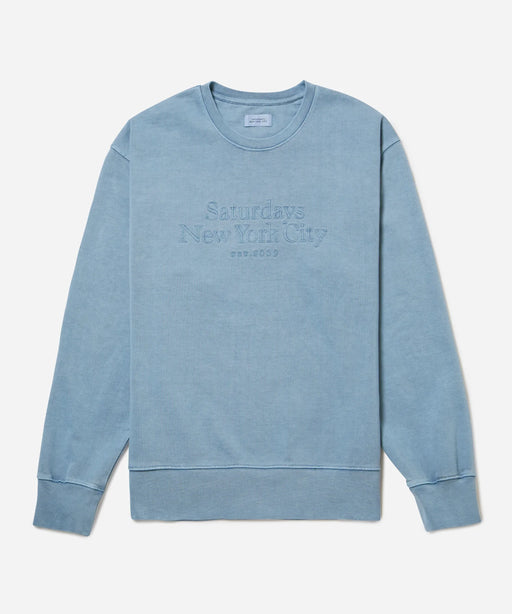 Saturdays NYC - Bowery Pigment Dyed Crew in Coronet Blue