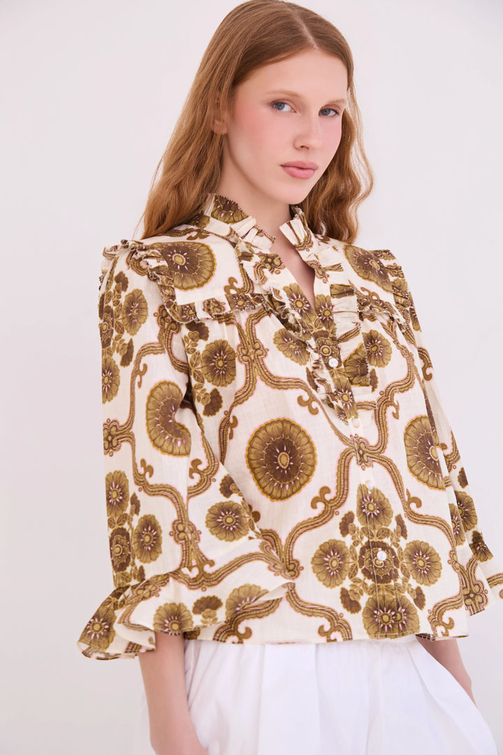 Cara Cara - Elowen Top Mod Floral Olive