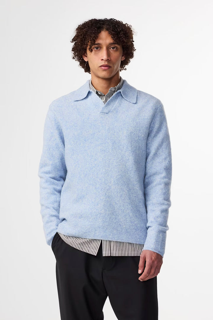 NN. 07 - Hope Boucle Yarn Polo in Cerulean