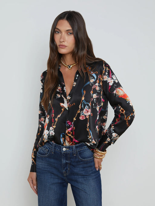 L'Agence - Black Multi Rococo Angel Tyler Shirt