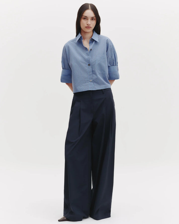 TWP - Next Ex Shirt in Blue/Wine Stripe