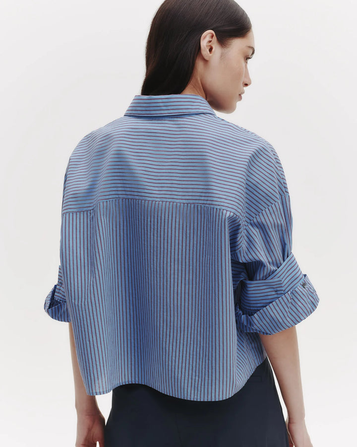 TWP - Next Ex Shirt in Blue/Wine Stripe