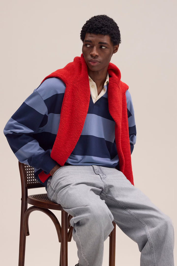 NN. 07 - David Polo Sweatshirt Blue Stripe