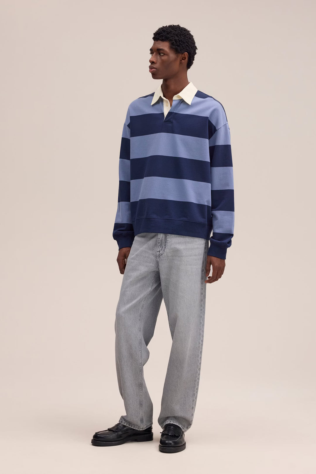 NN. 07 - David Polo Sweatshirt Blue Stripe