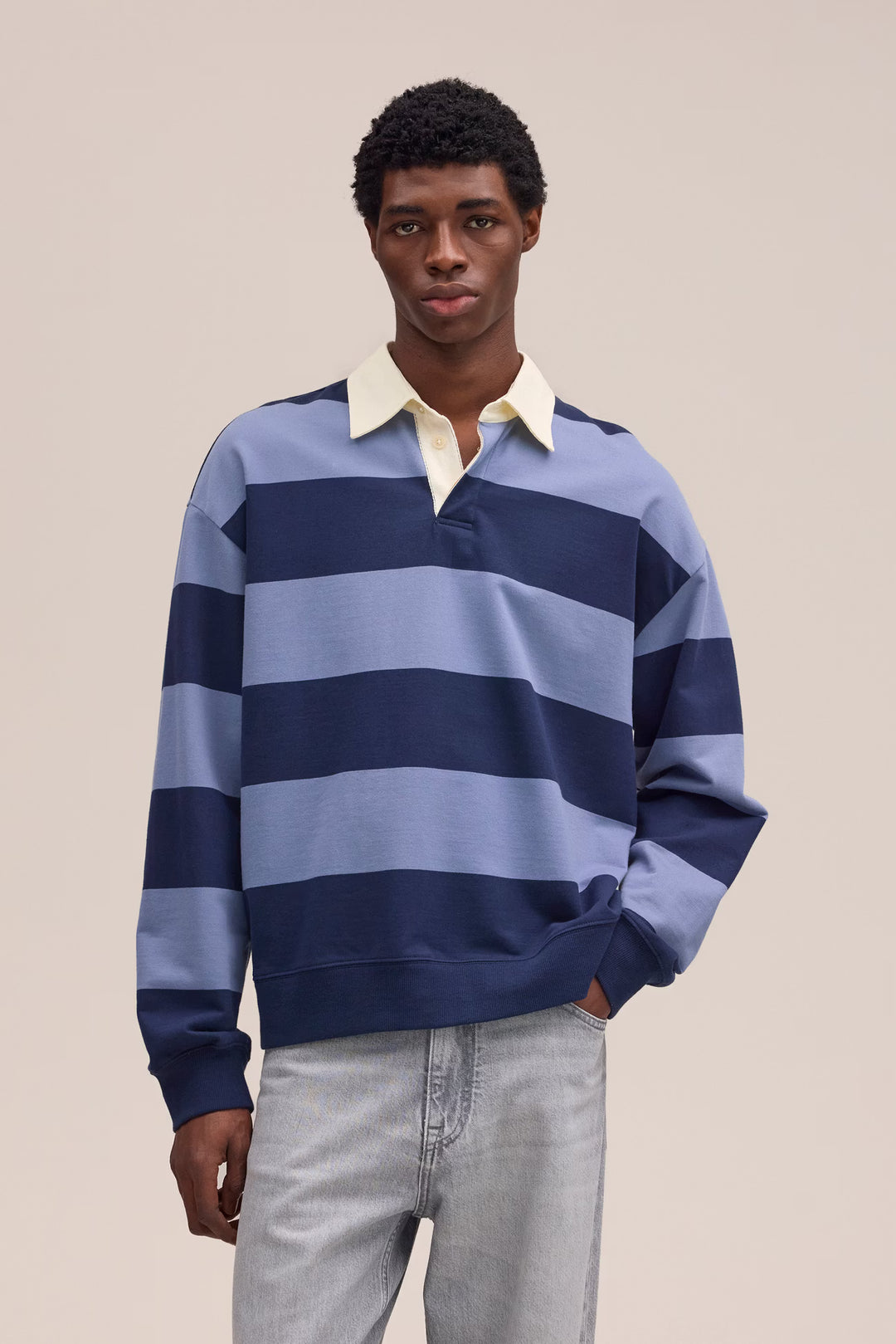 NN. 07 - David Polo Sweatshirt Blue Stripe