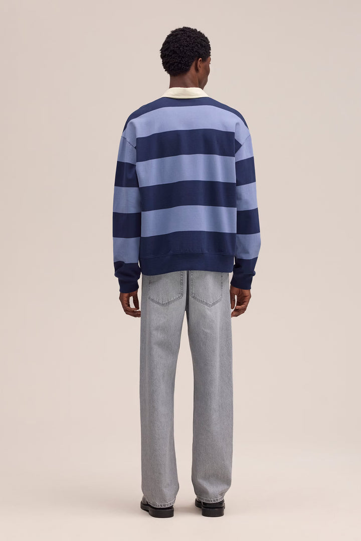 NN. 07 - David Polo Sweatshirt Blue Stripe