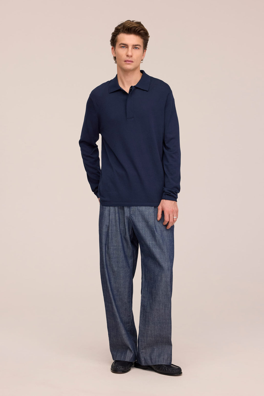 NN. 07 - Sammy Polo Navy Blue Silk Cotton