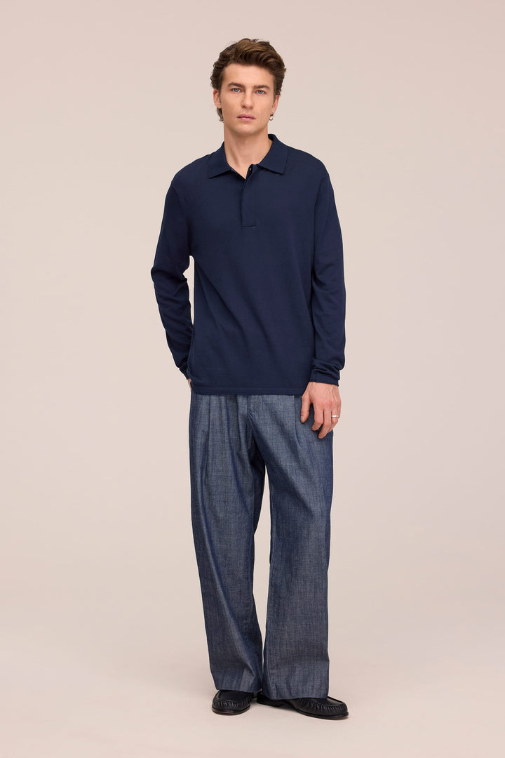 NN. 07 - Sammy Polo Navy Blue Silk Cotton