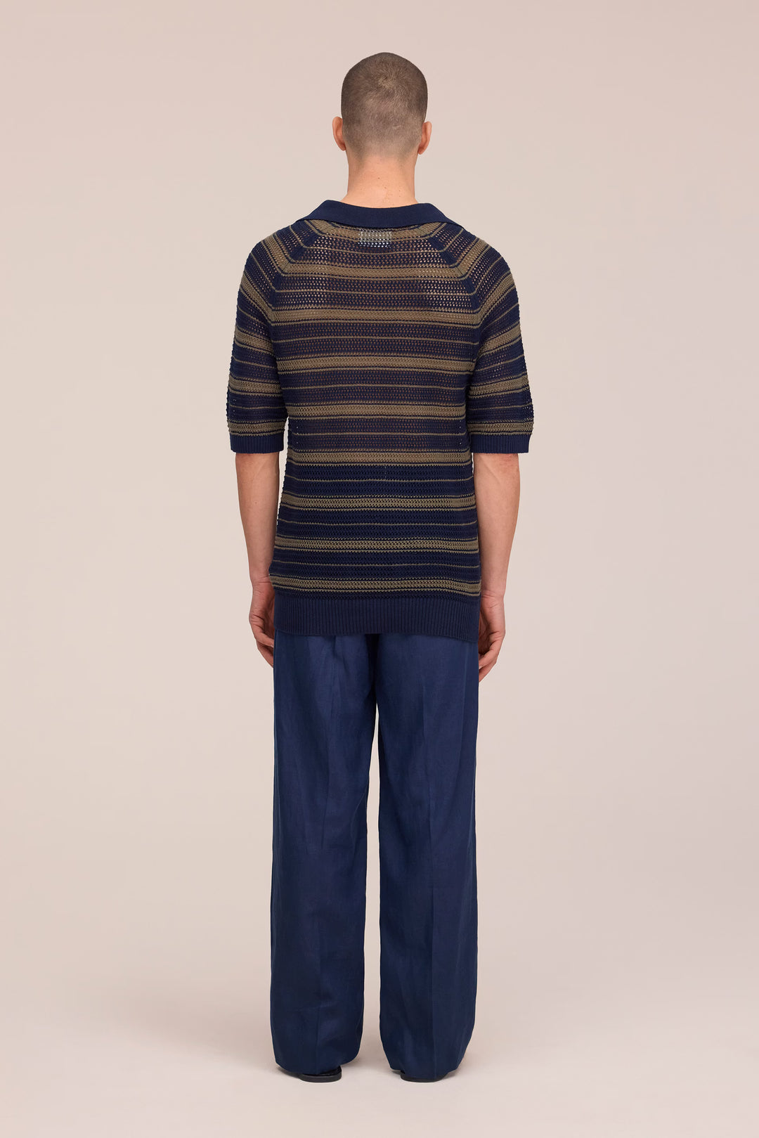 NN. 07 - Cale V-Neck Polo in Capers Stripe