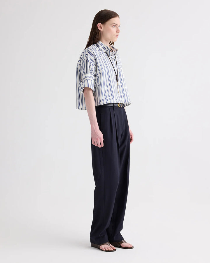 TWP - Next Ex Shirt in Ivory Multi Mens Stripe Superfine Cotton Poplin