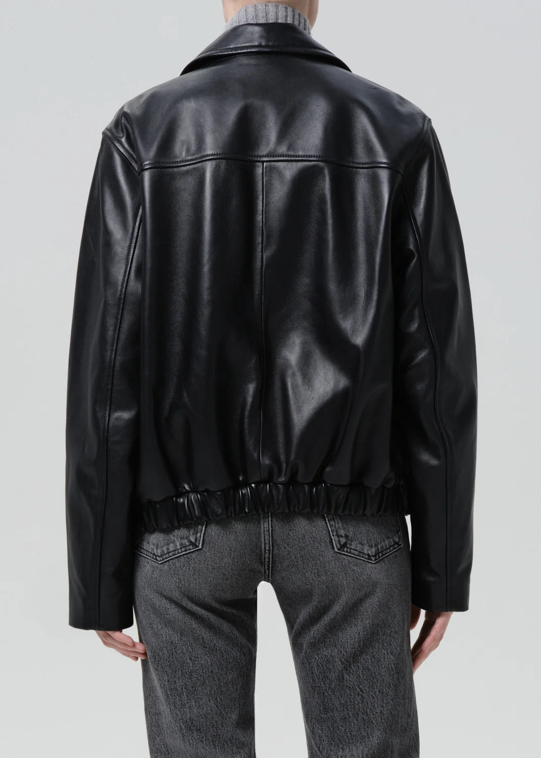 Citizens of Humanity - Black Zip Front Leather Bomber Jacket