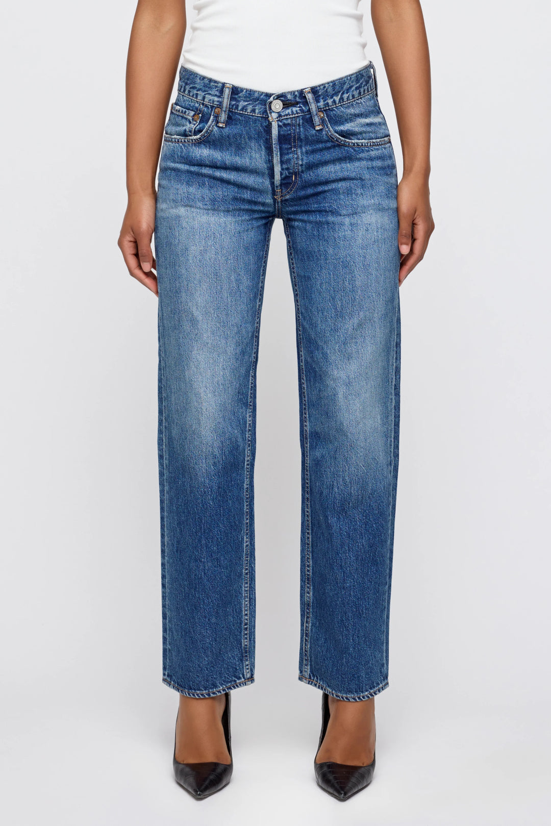 Moussy - Wheeling Straight Low Jeans in Blue