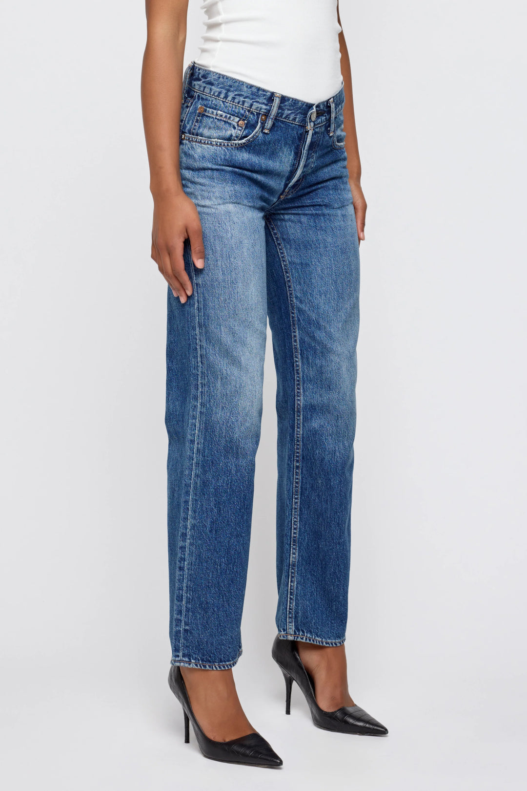 Moussy - Wheeling Straight Low Jeans in Blue