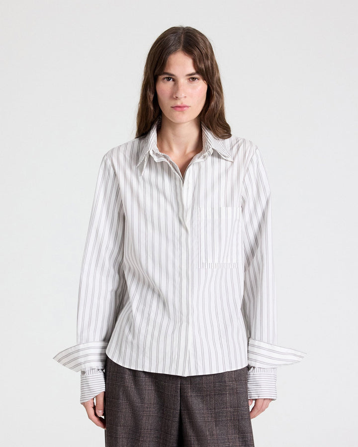 TWP - Double Layer Boyfriend Shirt - Turkish Coffee / Ivory