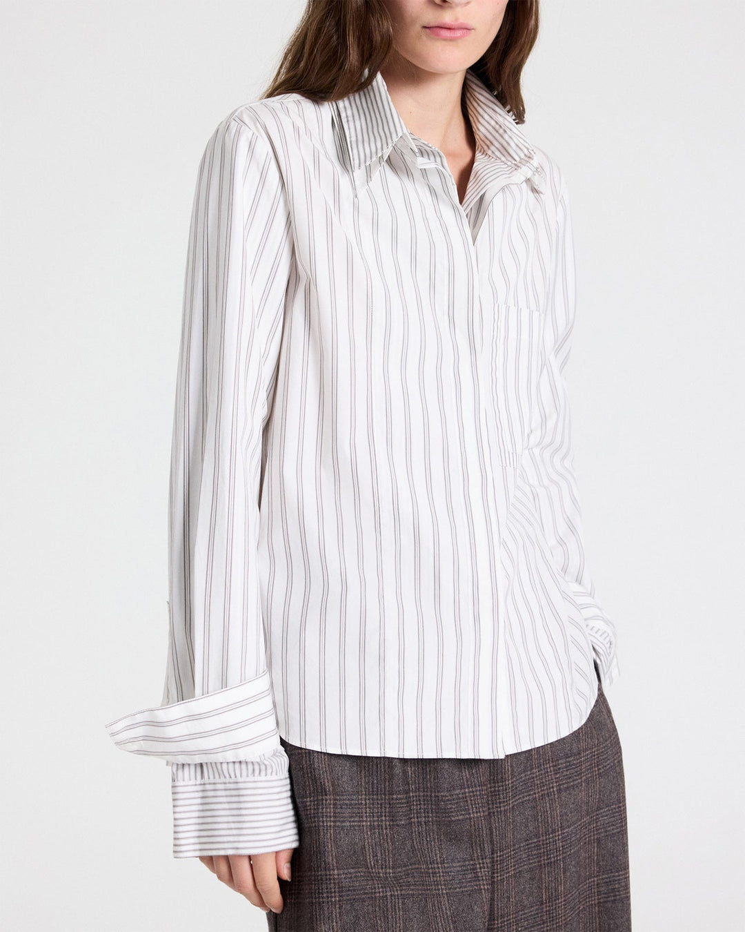 TWP - Double Layer Boyfriend Shirt - Turkish Coffee / Ivory