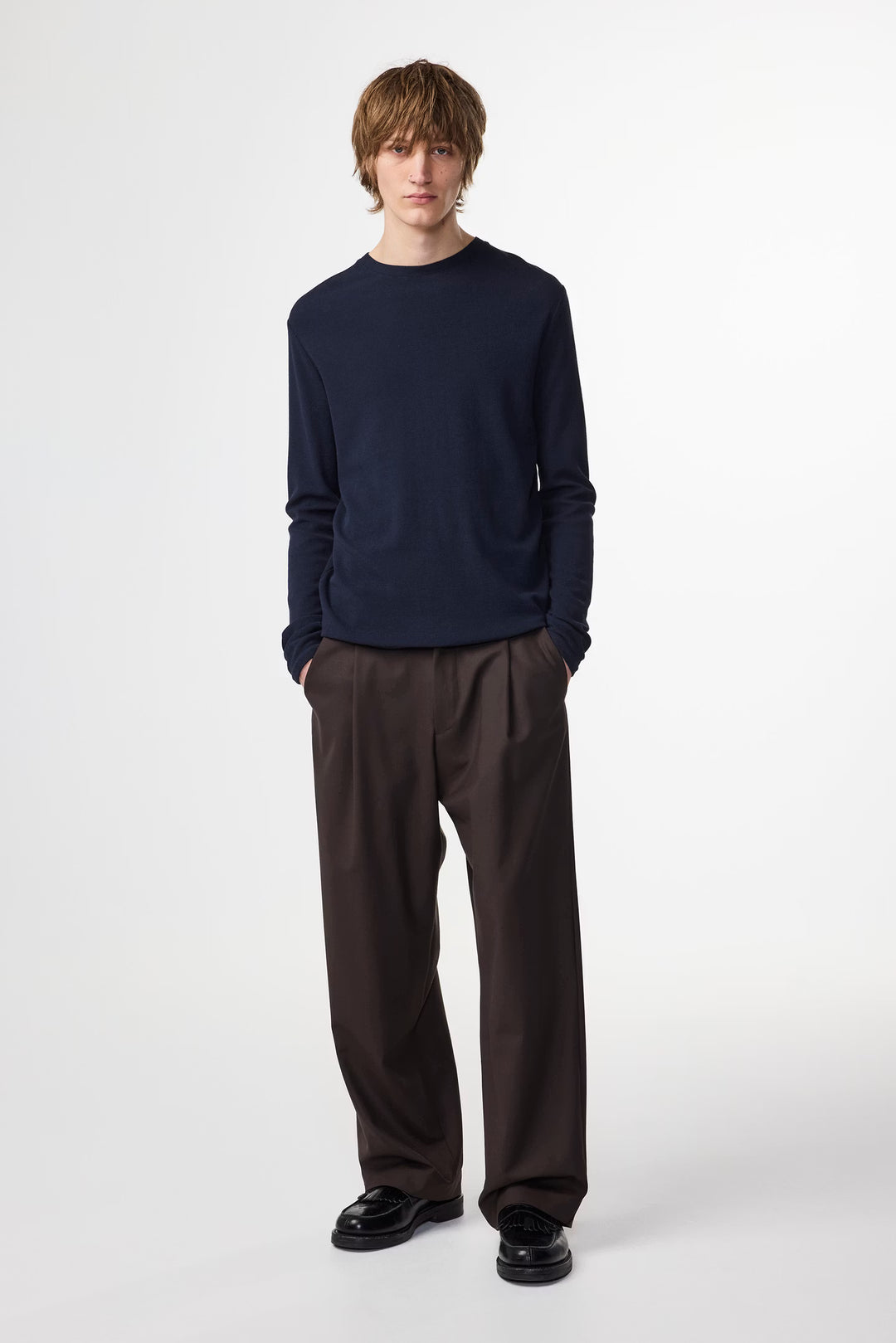 NN. 07 - Clive Waffle Knit Tee Navy