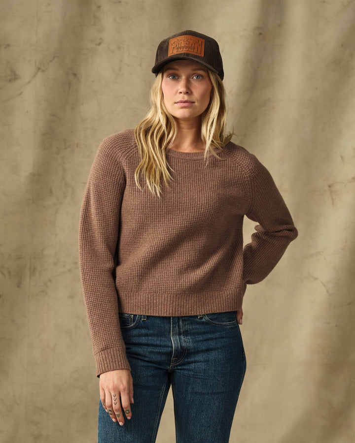 Filson - Women's Waffle Knit Merino Sweater in Brown Heather - Kalifornia Jean Bar
