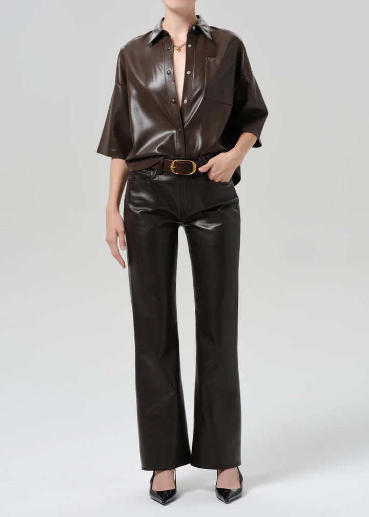 Citizens of Humanity - Frances Chocolate Cropped Cape Leather Button-Up