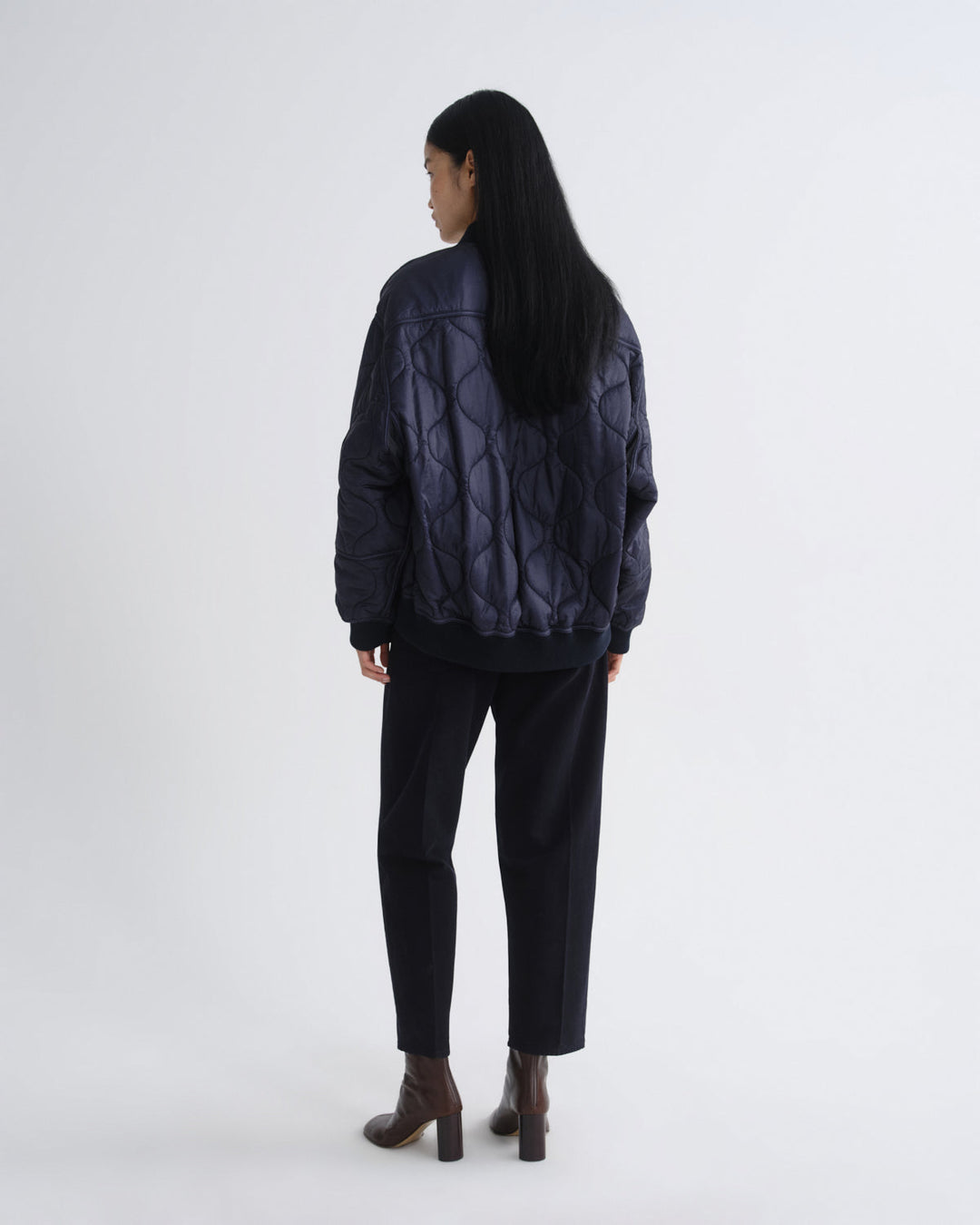 Agolde Isla Quilted Jacket in Ink back view