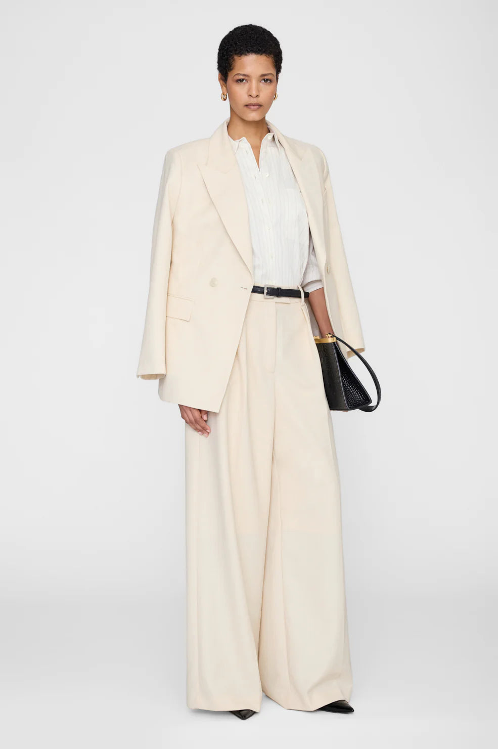 Anine Bing - Essie Cropped Shirt Cream Pinstripe